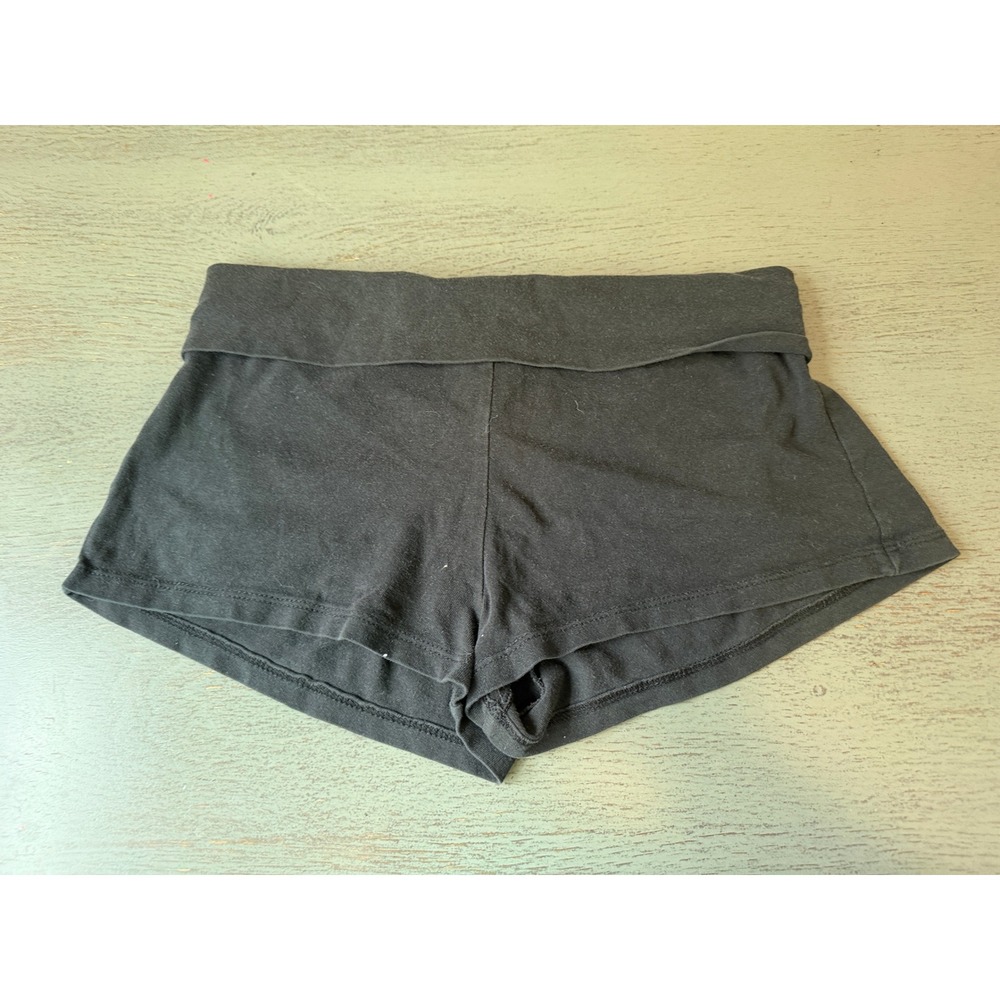 Zenana Womens Small Black Fold Over Waist Yoga Shorts Cotton Blend SP-115
